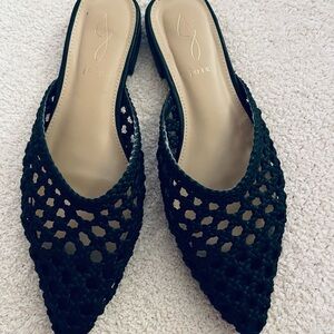 Joie Behold Black Woven Pointed Toe Mules/ no box/barely worn